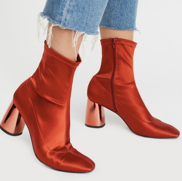 Antropologie Women's Orange Ankle Sock Boots - Picture 2 of 7